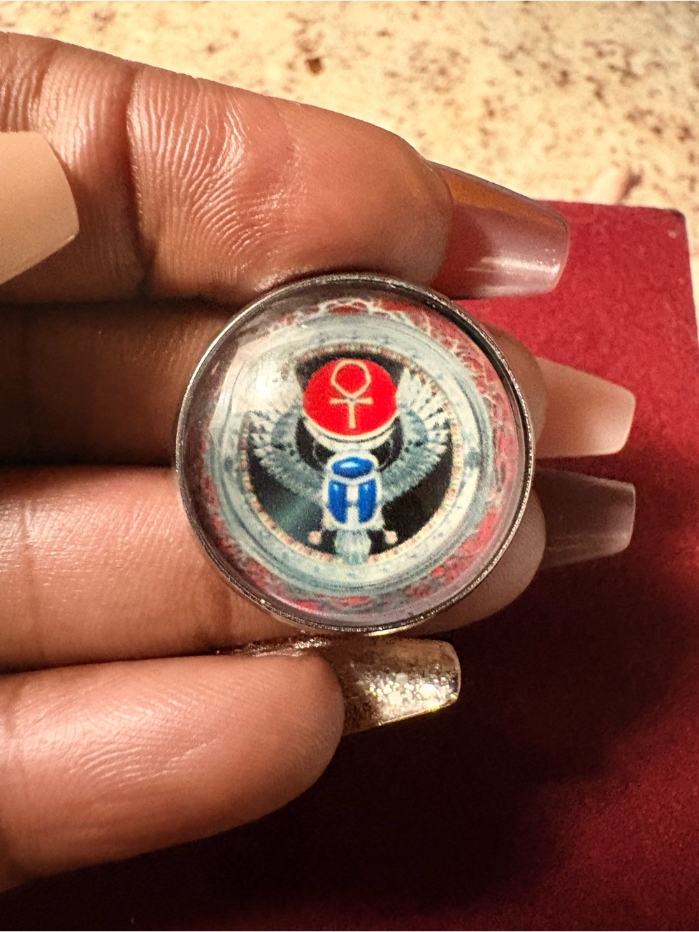 Scarabs Emblem Smart Wearable Ring in Red and Blue - Picture 1 of 4